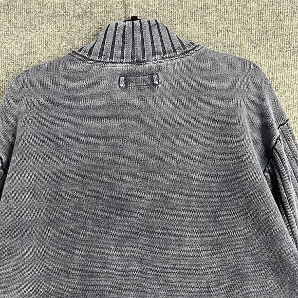 Carbon2Cobalt Mens Sweater Size L Faded Blue Full Zip Mock Neck Preppy Casual - Picture 5 of 11